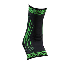 Black green knit ankle brace compression sleeve on white background