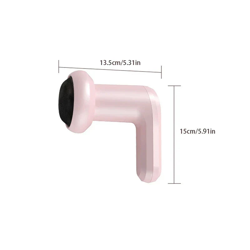 Masajeador reductor - Masajeador manual con forma de L en color rosa con etiquetas de dimensiones 13,5 cm/5,31 pulgadas de ancho y 15 cm/5,91 pulgadas de alto