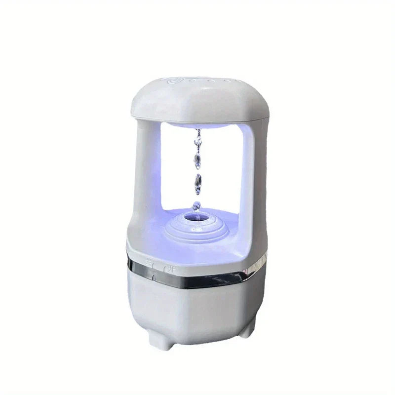 Water Drop Humidifier - white humidifier with purple LED light and levitating water drop display on white background