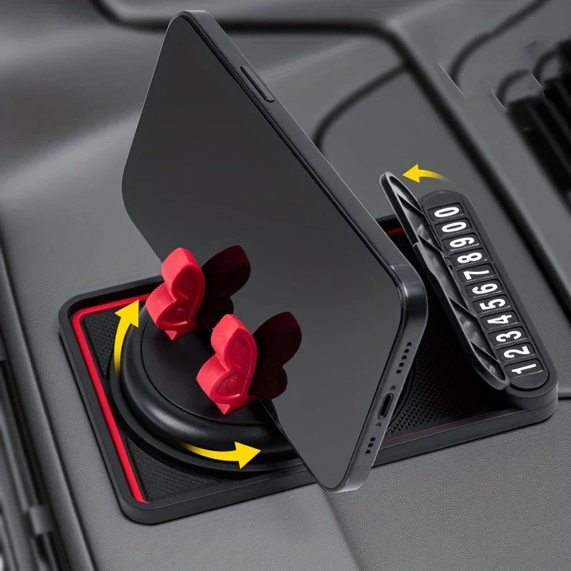 Dashboard Pad - non-slip mat with phone mounted on holder, placed on car dashboard