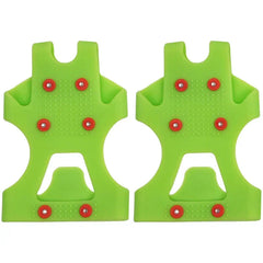 Anti-Slip ice cleats crampons on a snowy sidewalk