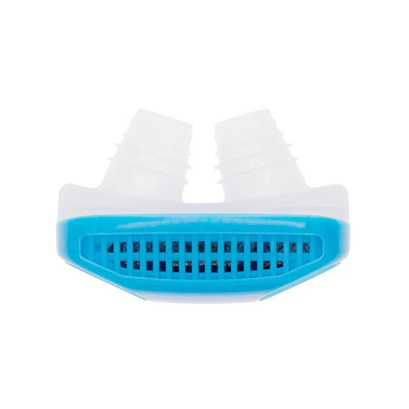 Nose Vents Dilators - Blue and clear plastic nose device with two prongs and a front grille, on a white background