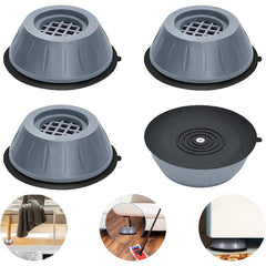 Washing Machine Feet - Four pack of gray anti-vibration pads with use case examples