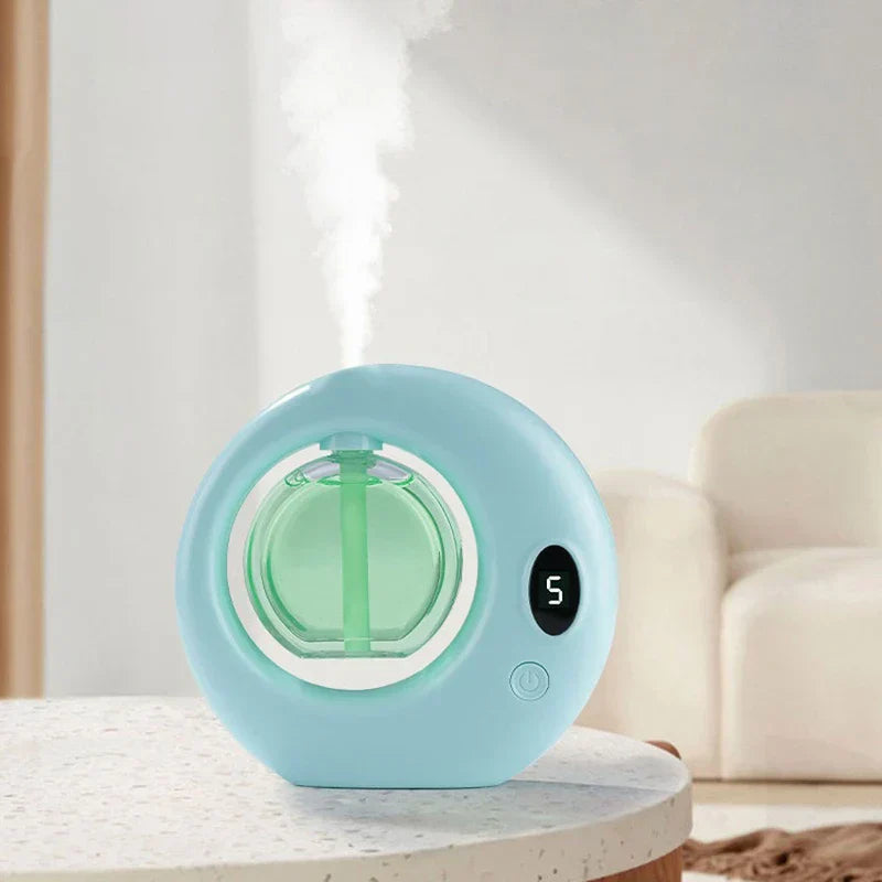 Aerosol air freshener dispenser with a visible refill canister being inserted