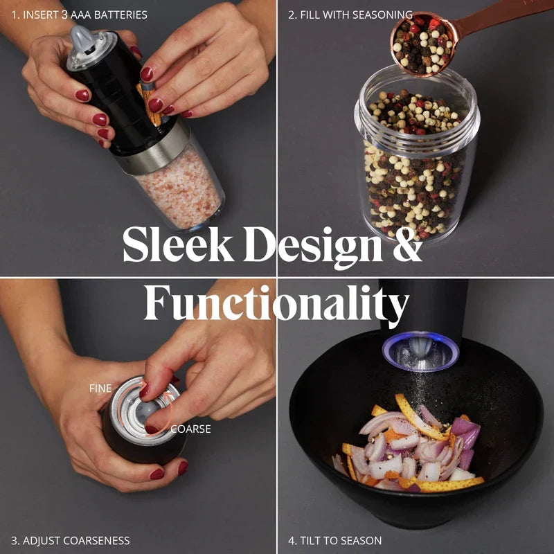 Automatic Electric Salt Pepper Grinder Set