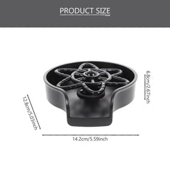 Glass Rinser - Black flower-shaped sink rinser with product size dimensions labeled: 14.2cm wide, 12.8cm deep, 6.8cm tall