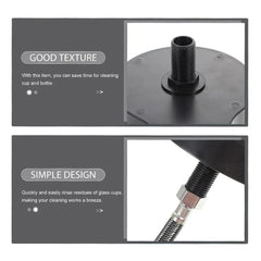 Glass Rinser - Two-panel graphic: top shows rinser threaded base with 'GOOD TEXTURE' text, bottom shows hose connection with 'SIMPLE DESIGN' text