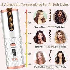 Hand holding the automatic hair curler in use