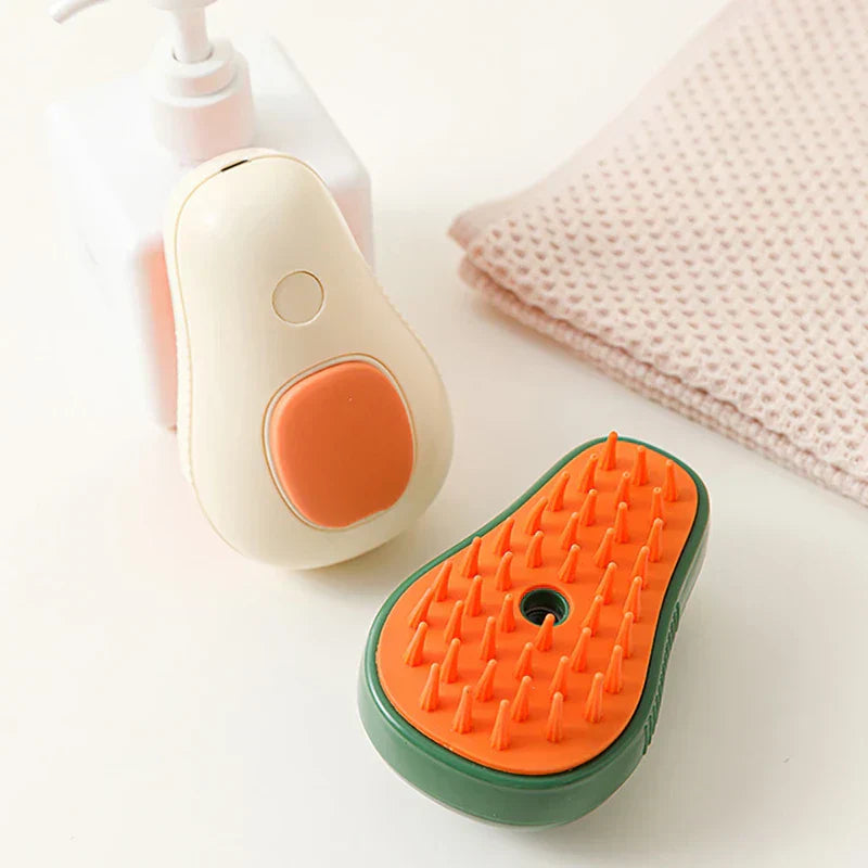 Avocado pet grooming brush with green handle