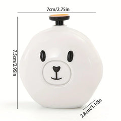 Electric Nail Trimmer File Kit - White bear-shaped electric nail grinder with dimension labels showing 7cm width, 7.5cm height, and 2.8cm thickness