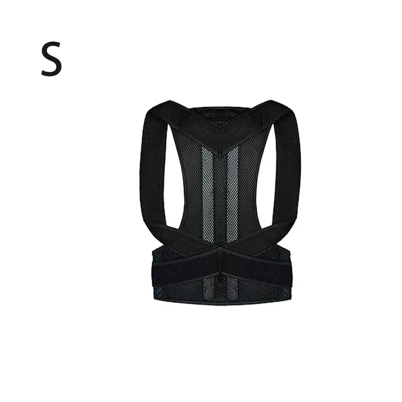 Sleeveless Tank Top - Flat lay of black posture corrector with S size label on white background