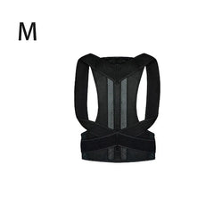 Sleeveless Tank Top - Black back brace displayed flat with letter 'M' in top left corner, back side view