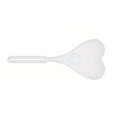 Led Bike Tail Rear Light - white heart-shaped silicone light with mounting strap, front view on plain background