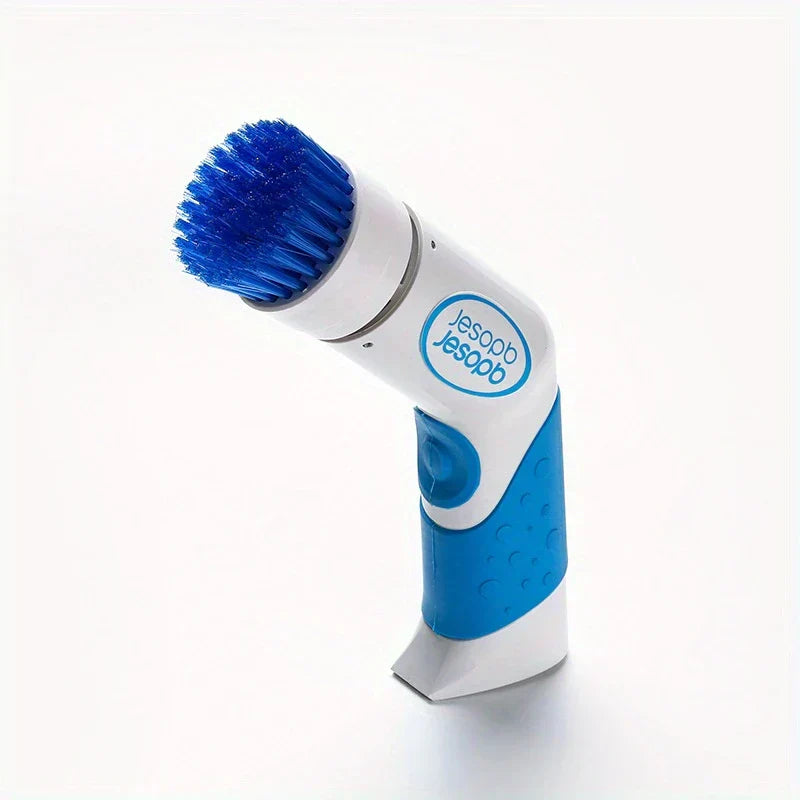 Power Scrubber Brush - White and blue handheld electric cleaning brush with blue bristles, displayed upright on a white background