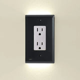 LED Outlet Cover Black Dual-sided lights Duplex