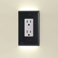 LED Outlet Cover Black Dual-sided lights Duplex