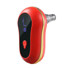 Pore Cleaner - Red handheld suction device with gold trim and control buttons on white background