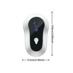 Pore Cleaner - White and black oval skincare device with face icon, power button, and 9.8cm x 5.5cm dimension labels