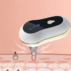 Pore Cleaner - Skincare suction device shown with a diagram of it extracting debris from a skin cross-section