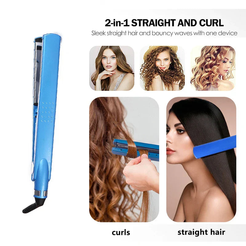 Blue Wide Plate Hair Straightener Flat Iron