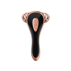 Body Sculpting Slimming Massager Tool - Rose gold and black dual roller massager front view on white background