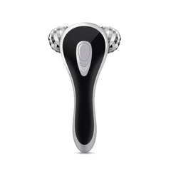 Body Sculpting Slimming Massager Tool - Black and silver Y-shaped dual textured ball facial/body roller, front view, on white background