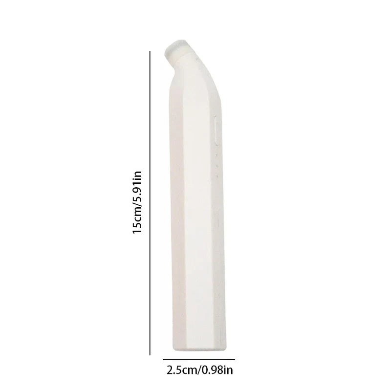 Bug Bite Itch Relief Stick - White handheld pen-shaped device with dimension labels: 15cm/5.91in tall, 2.5cm/0.98in wide