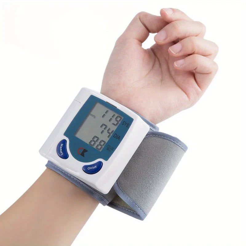 Blood Pressure Monitor - worn on a user's wrist showing digital reading display