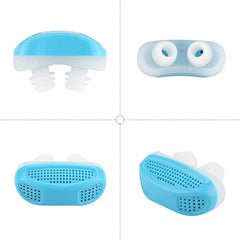 Pantalla facial Cpr - Cuadrícula de cuatro vistas de un dispositivo nasal azul y blanco: superior, trasera, frontal y en ángulo