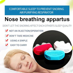 Pantalla facial Cpr - Gráfico promocional con mujer durmiendo, tres dispositivos nasales de colores y texto sobre prevención de ronquidos