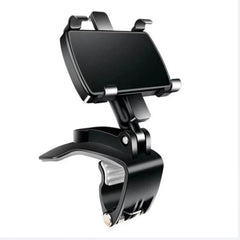 Car Phone Holder - Black clip-style mount with adjustable arm and cradle, front angle view on white background