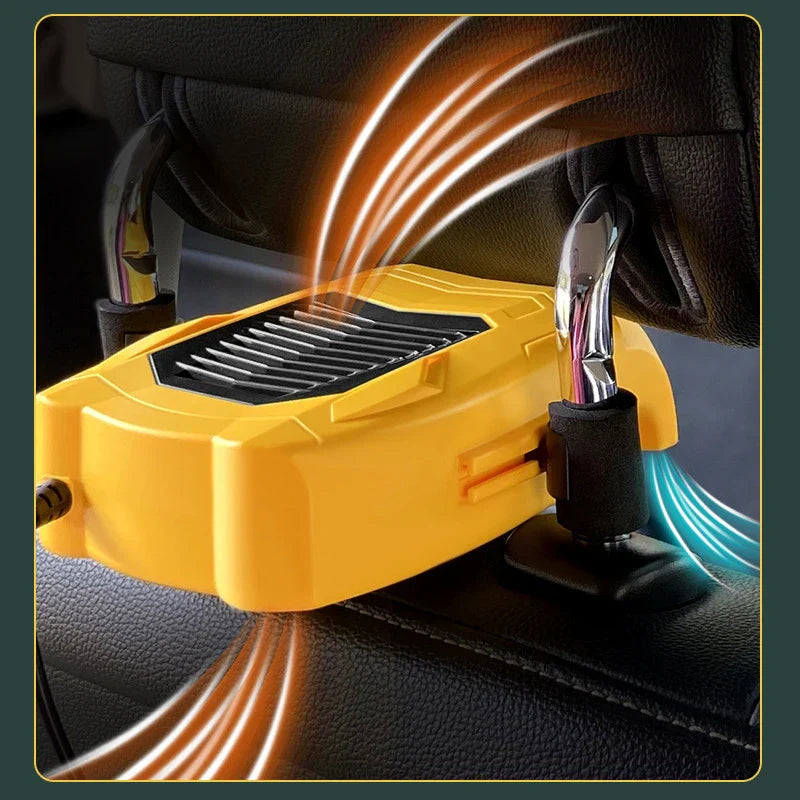 Car air vent clip on cooling fan in a car interior
