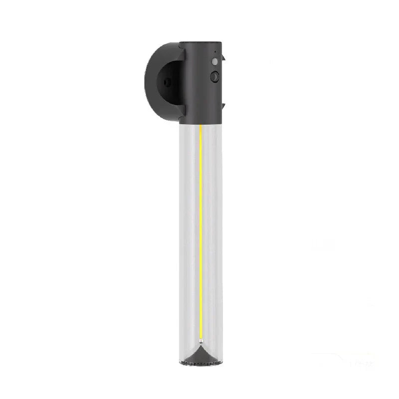 Led Panel - Wall-mounted cylindrical light fixture with clear tube and yellow internal strip, front view on white background