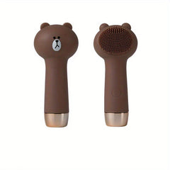 Bear Silicone Facial Cleansing Brush in soft pink