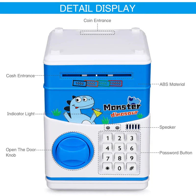 Cartoon piggy bank money saving box coin jar in a child's room