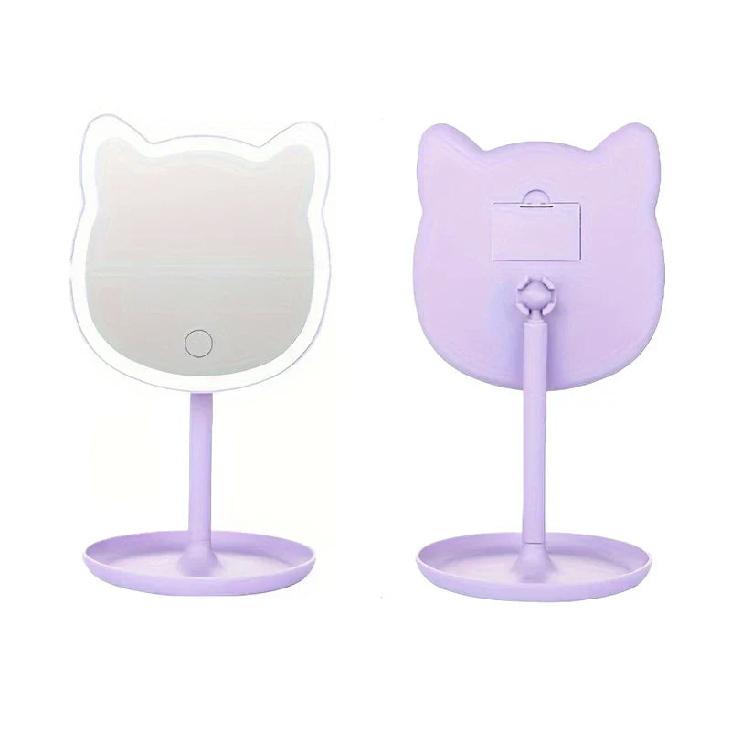 Cat Ear Led Makeup Mirror With Drawer