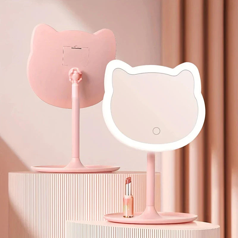 Cat Ear Led Makeup Mirror With Drawer