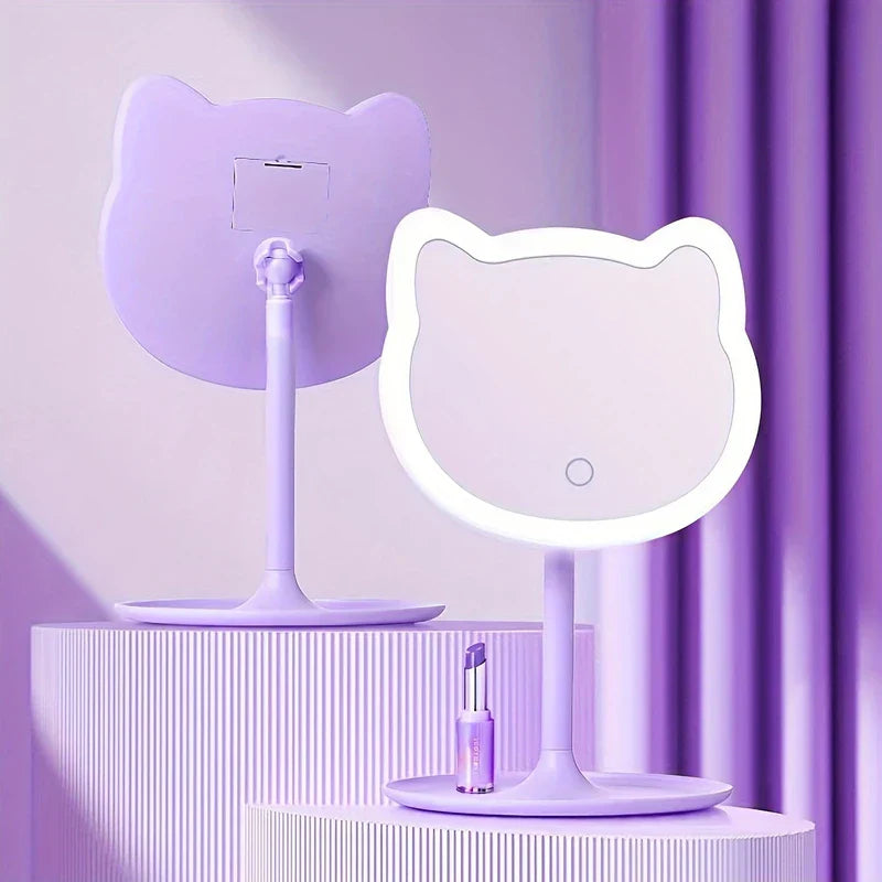 Cat Ear Led Makeup Mirror With Drawer
