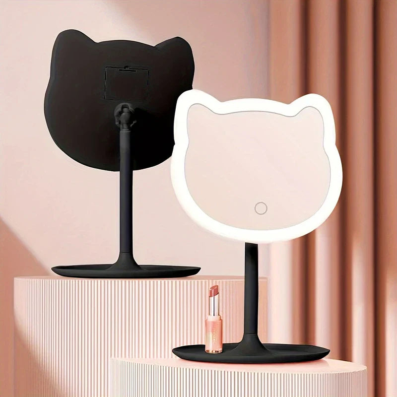 Cat Ear Led Makeup Mirror With Drawer