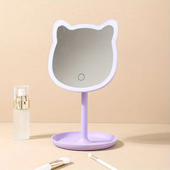 Cat Ear Led Makeup Mirror With Drawer
