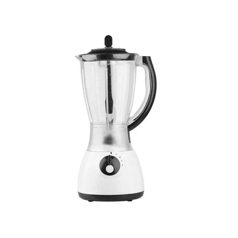Centrifugal Juicer Machine - full front view of white and black countertop juicer with clear pitcher and handle