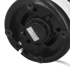 Centrifugal Juicer Machine - Bottom view of a small countertop appliance base with black plastic, four rubber feet, and a labeled central component