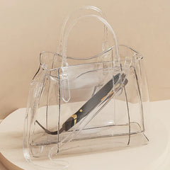 Plancha de pelo de cerámica: bolsa transparente de mano con doble asa y una plancha de pelo colocada en su interior
