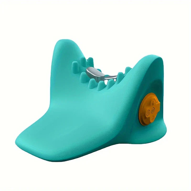 Cervical Acupressure Neck Massage Stretcher - Teal stretcher with raised acupressure nodes and side control panel on white background
