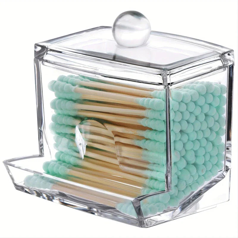 Clear Acrylic Apothecary Jar Qtip Holder Dispenser