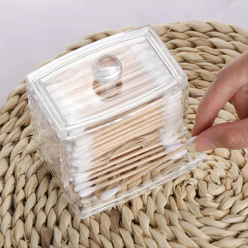 Clear Acrylic Apothecary Jar Qtip Holder Dispenser