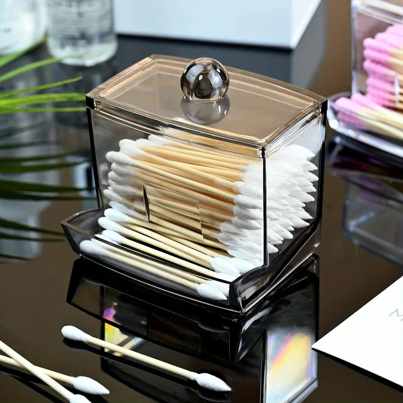 Clear Acrylic Apothecary Jar Qtip Holder Dispenser