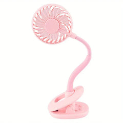 schreibtischventilator - Rosa flexibler Mini-Tischventilator mit Klammer, biegsamem Hals, rundem Gitter und Klammerfuß mit Bedientasten