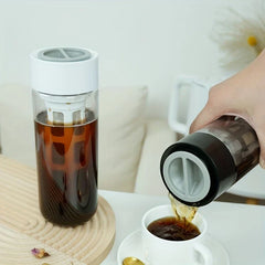 Cold brew coffee maker bottle with coffee grounds