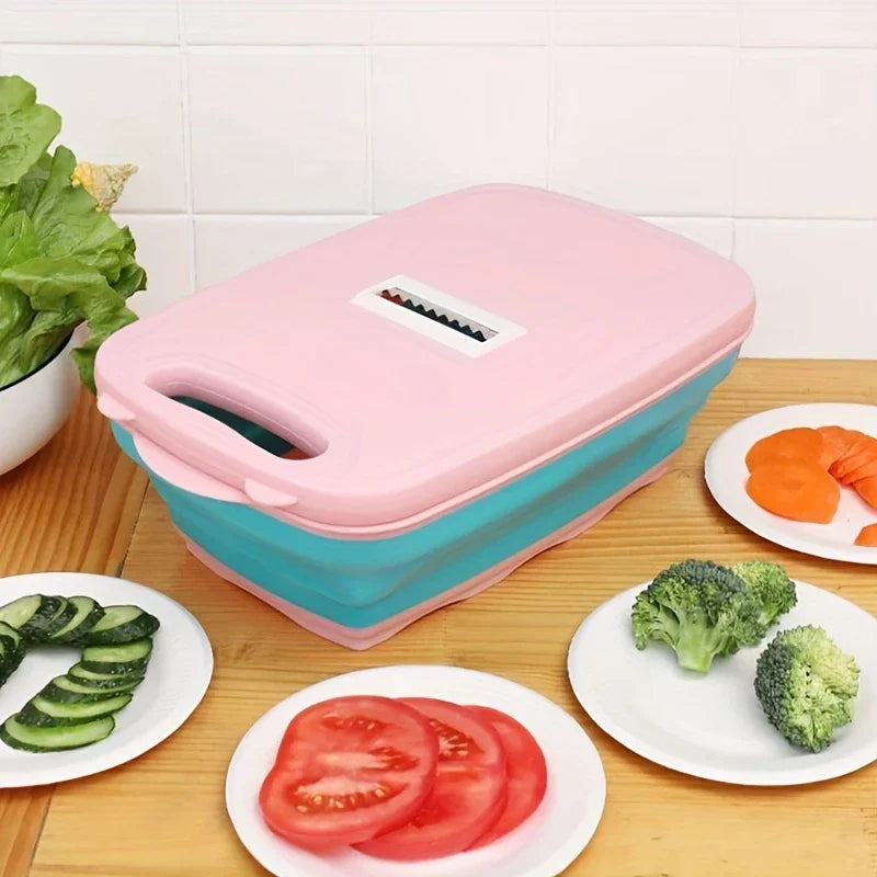 Collapsible Cutting Board with Colander Basket Grater